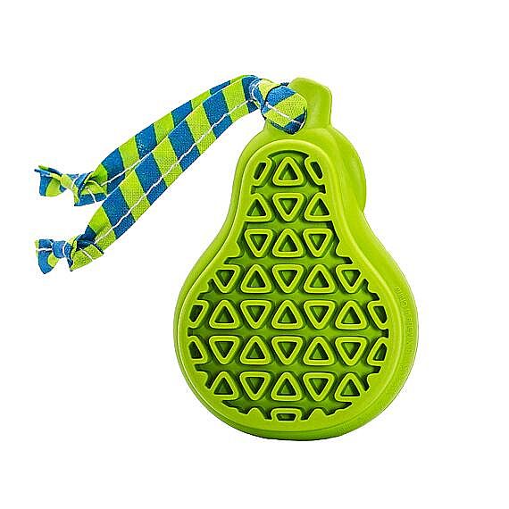 HHD Dentálna hračka pre šteniaka - hruška prírodná guma s látkovým strapcom 9 cm